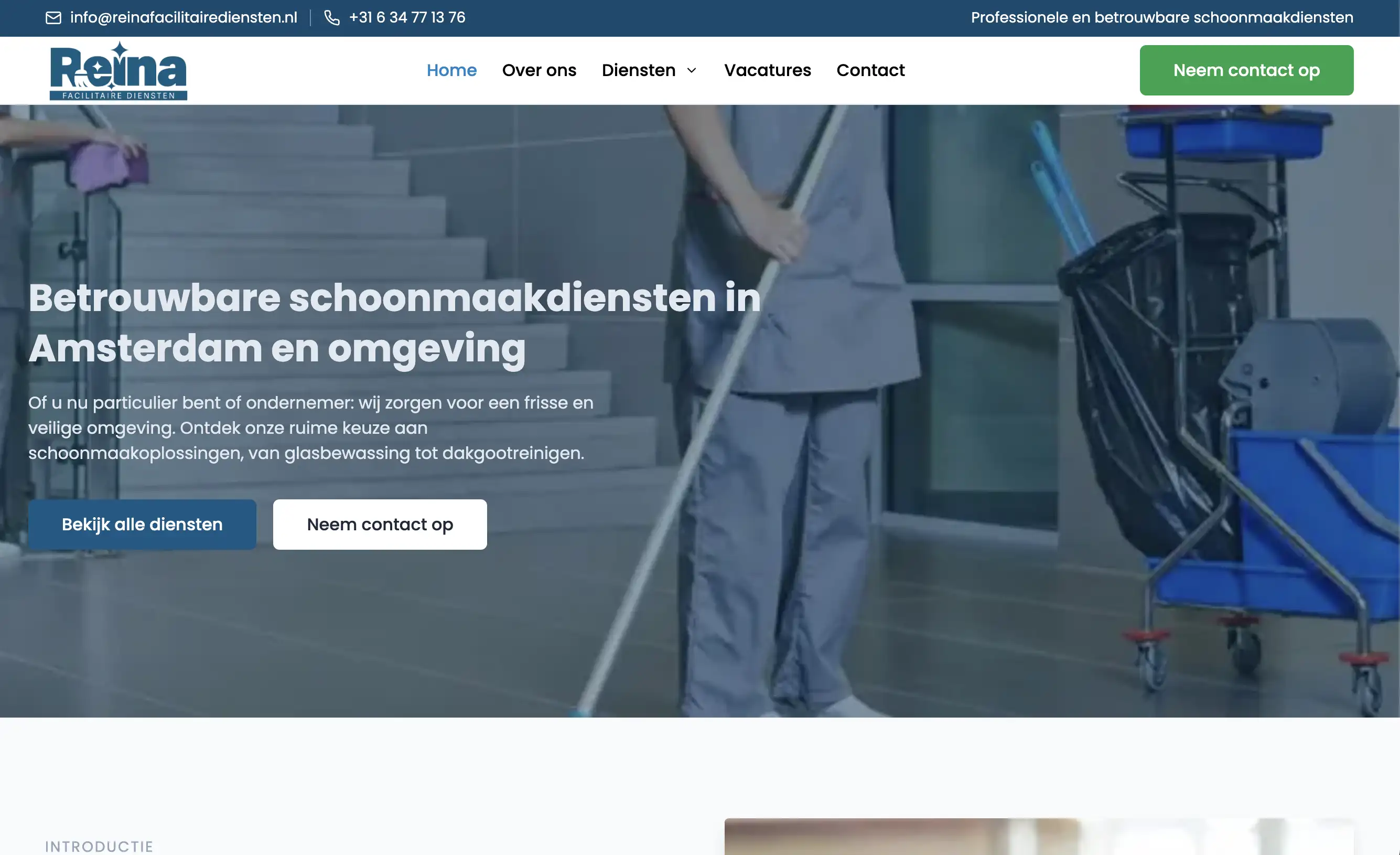 Reina Facilitaire Diensten – website screenshot
