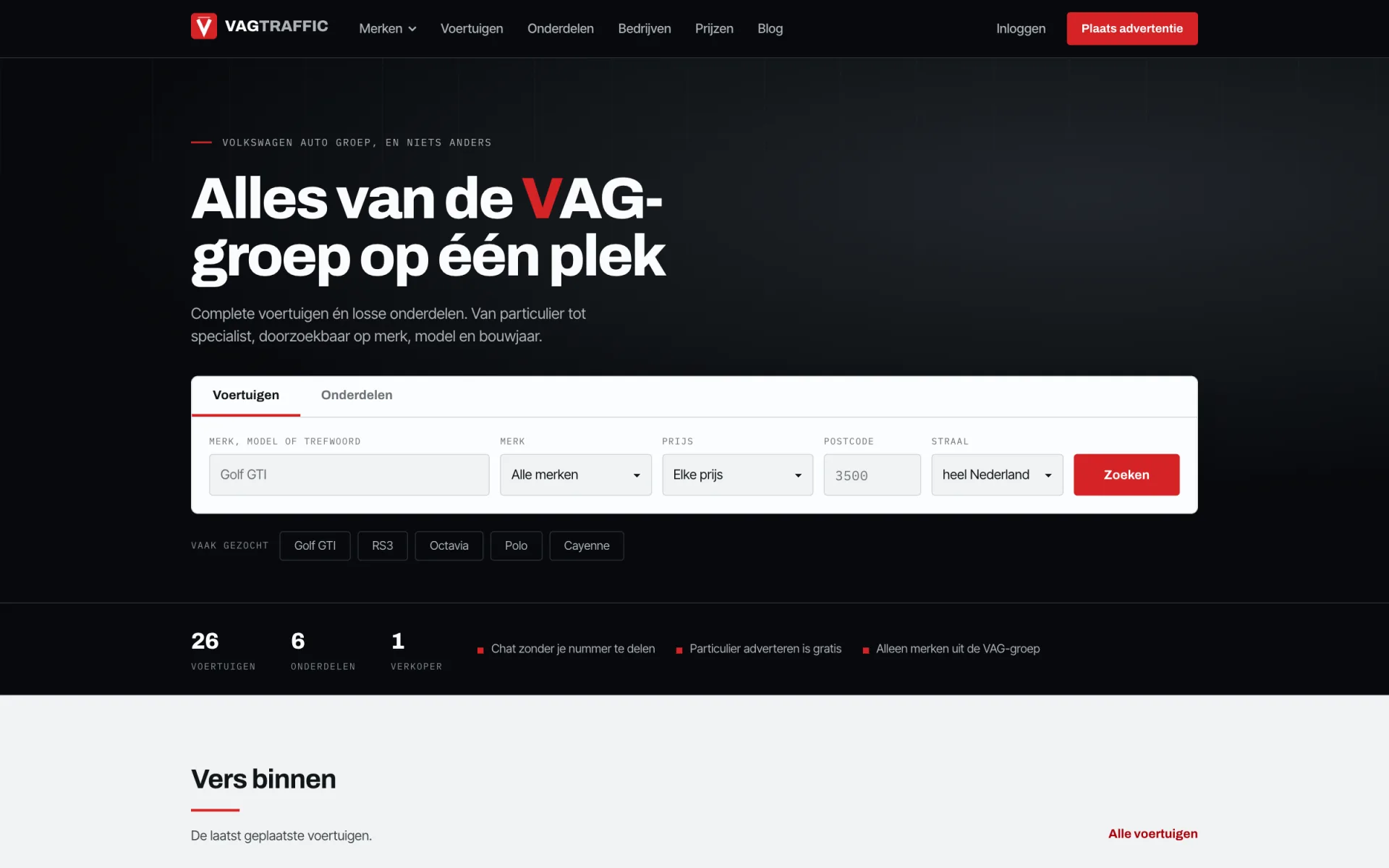 Website van VAG Traffic